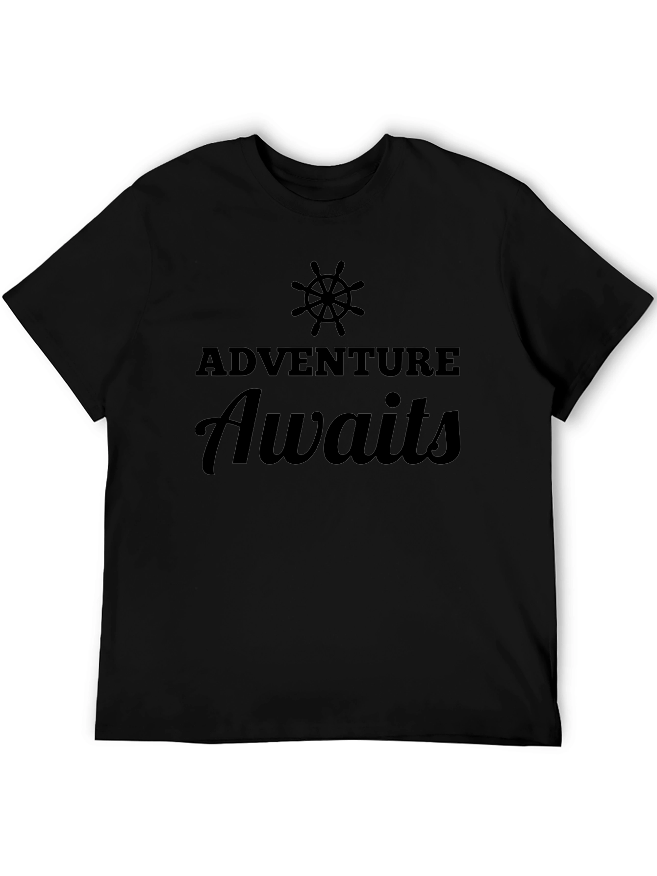 Adventure Awaits Black Graphic Tee for Men