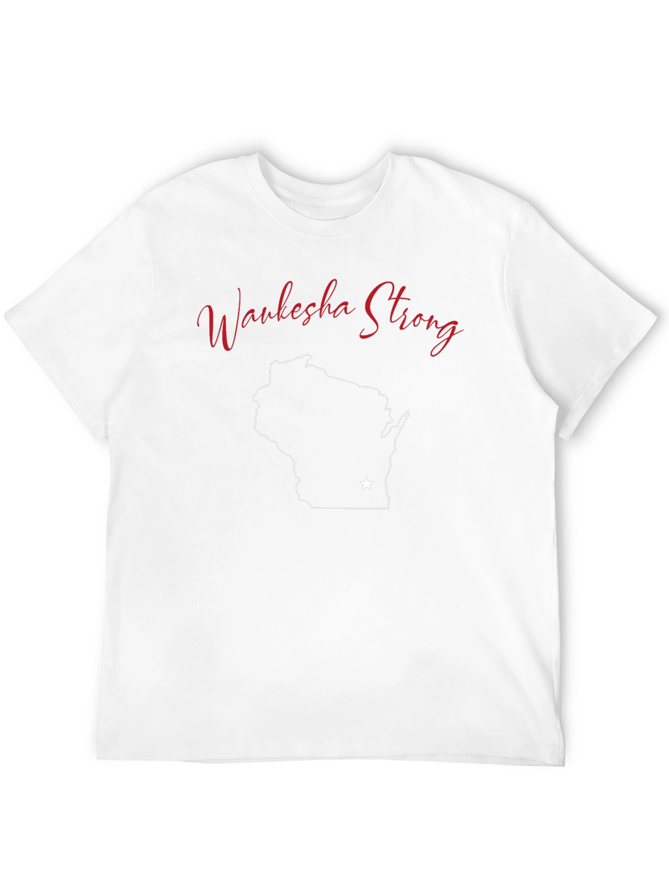 Waukesha Strong Black T-Shirt Wisconsin State Outline