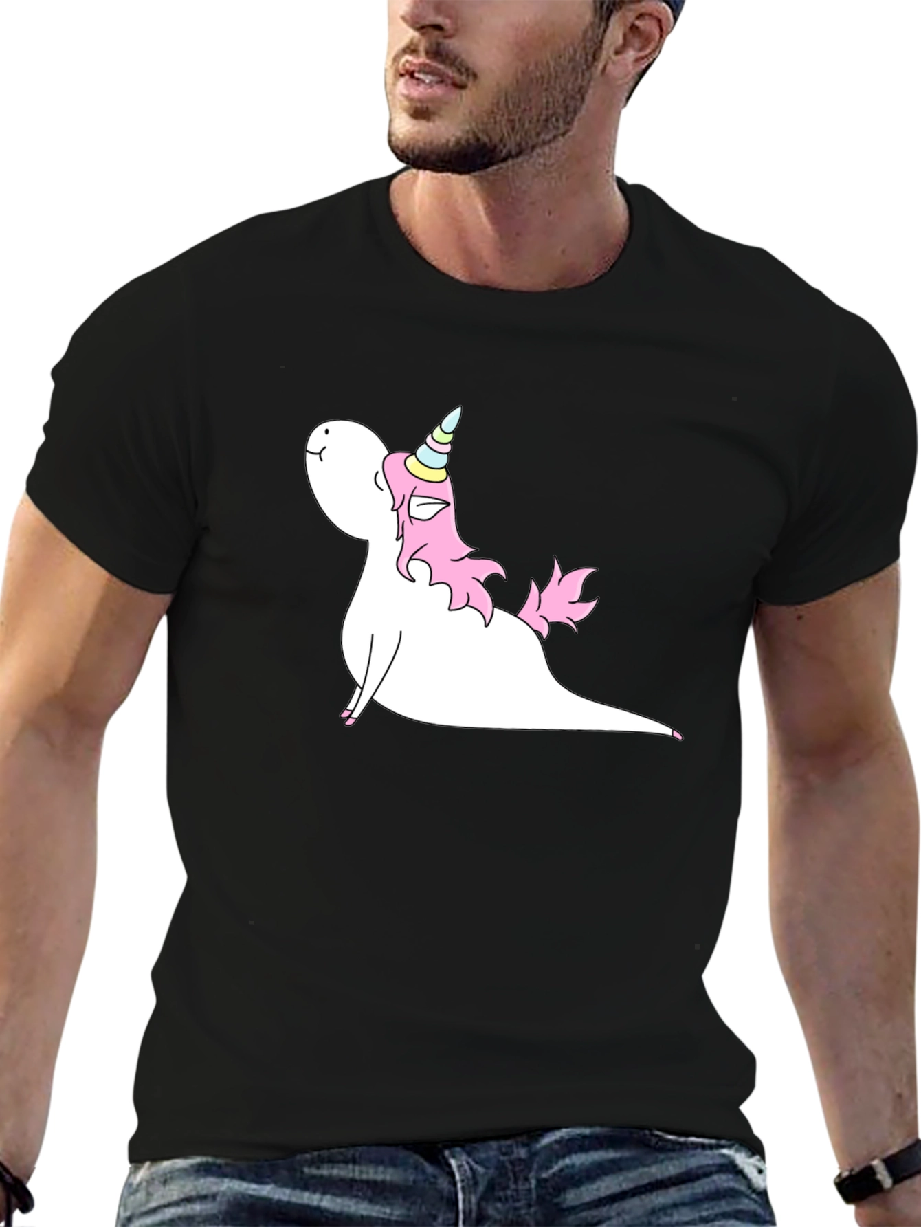 Unicorn Yoga Pose Black T-Shirt