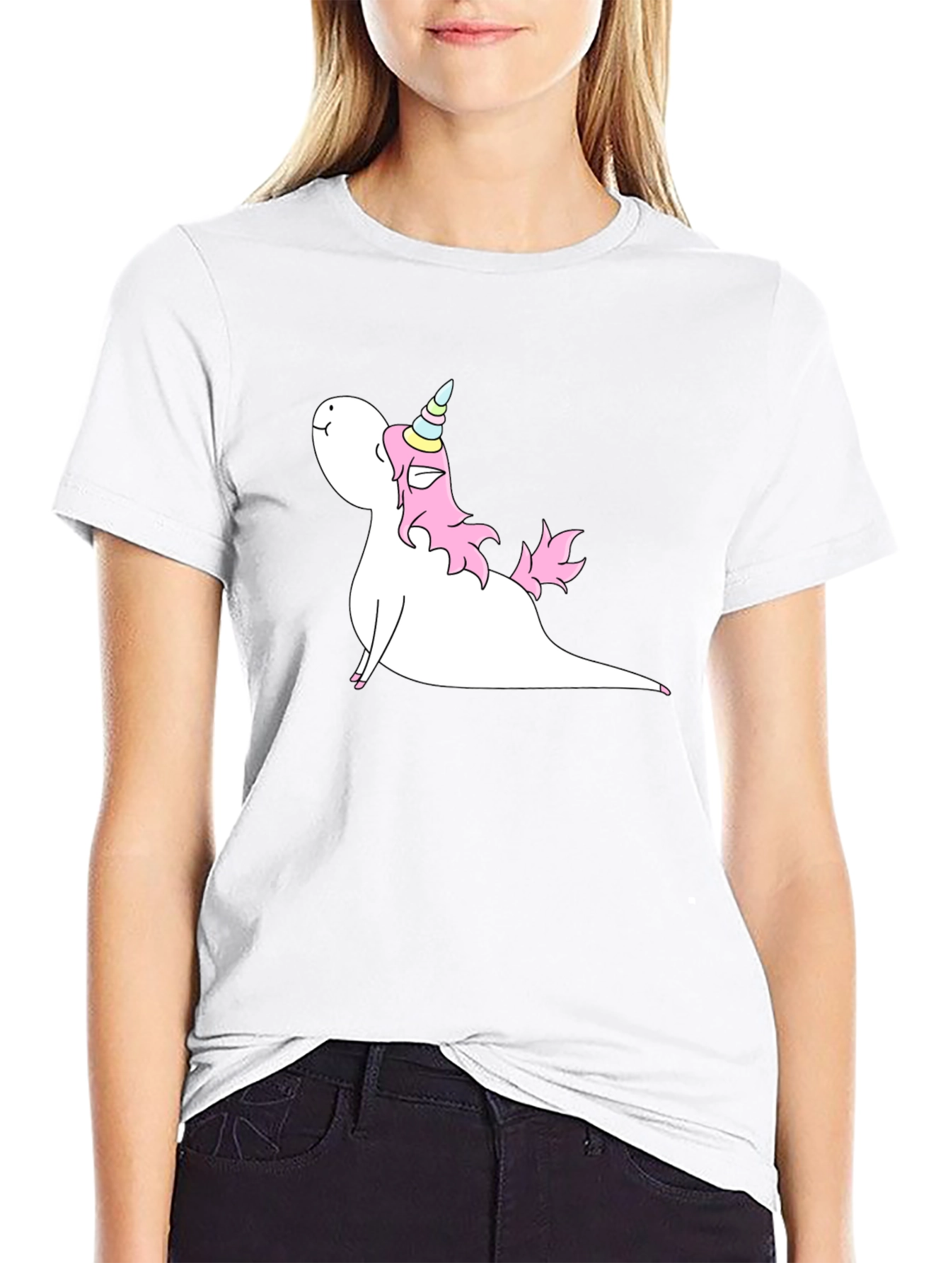 Unicorn Yoga Pose Black T-Shirt