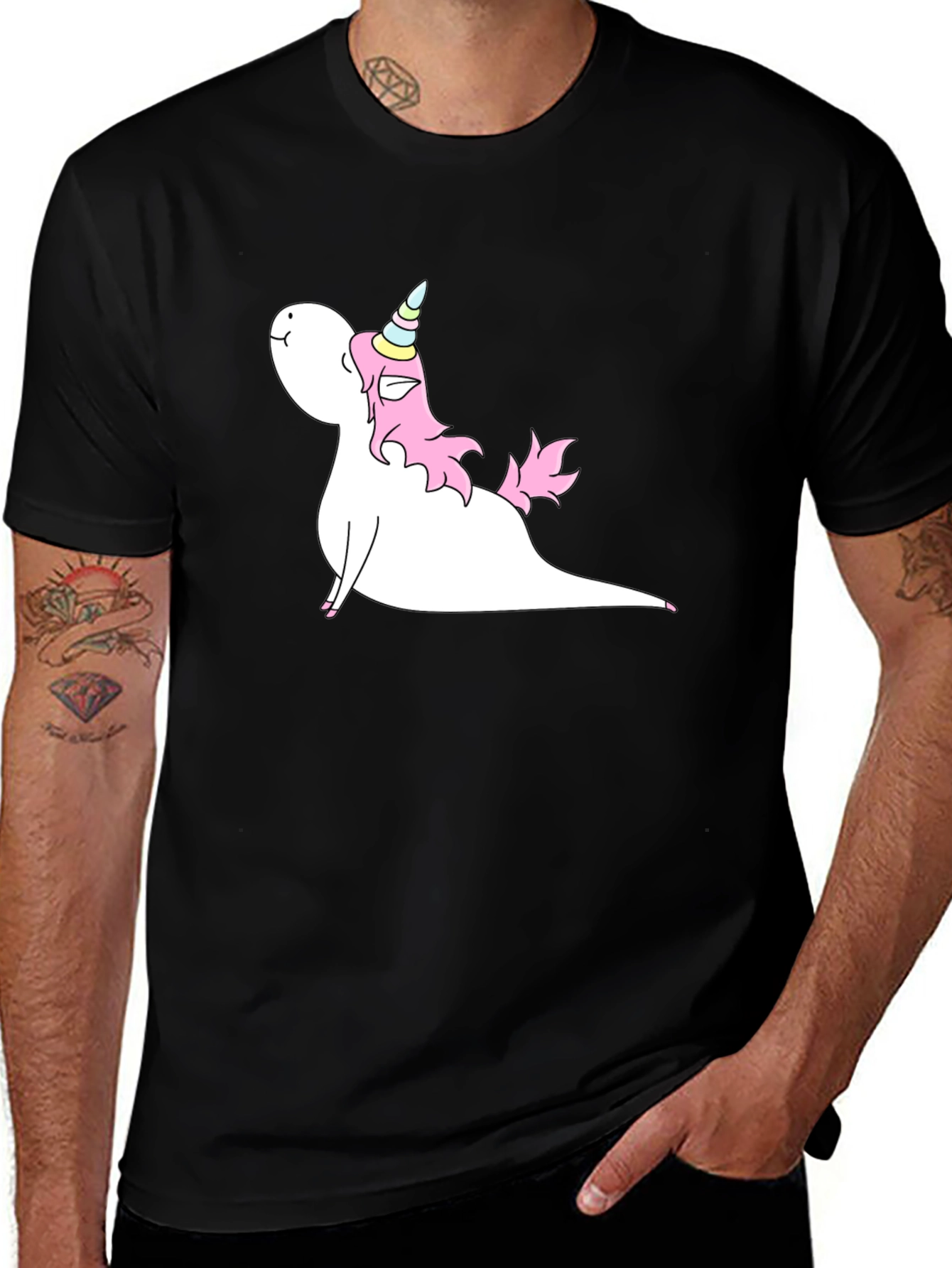 Unicorn Yoga Pose Black T-Shirt