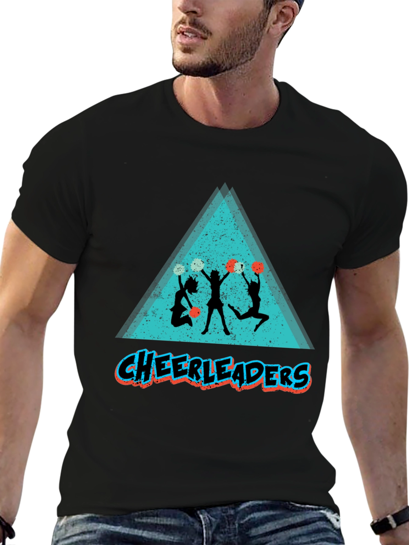 Cheerleader Graphic Tee - Black Cotton Shirt