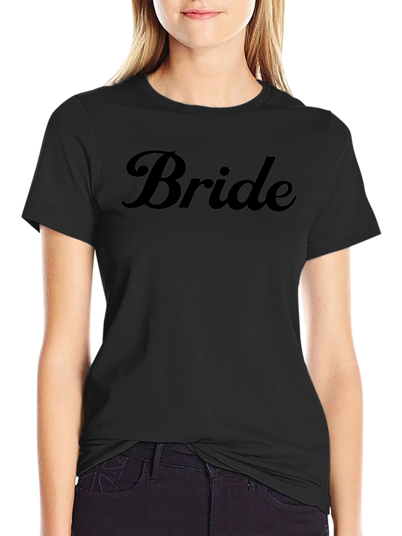 Bride Script T-Shirt - Black Wedding Tee