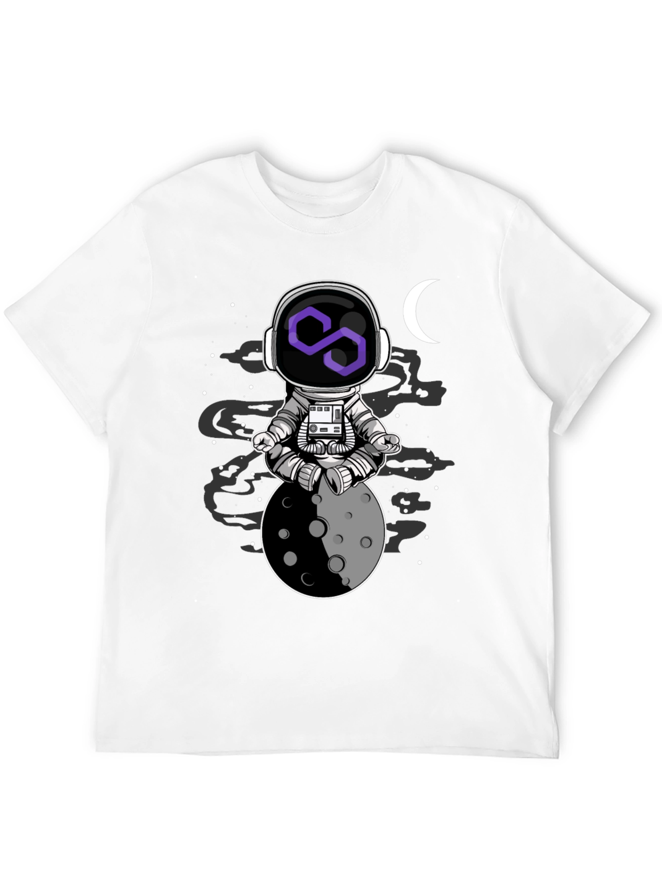 Astronaut Moon Meditation T-Shirt - Black Cotton