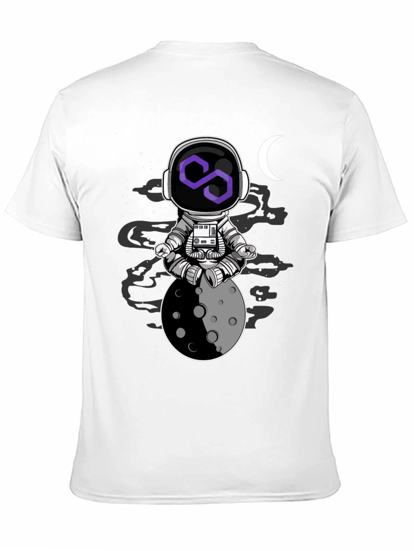 Astronaut Moon Meditation T-Shirt - Black Cotton