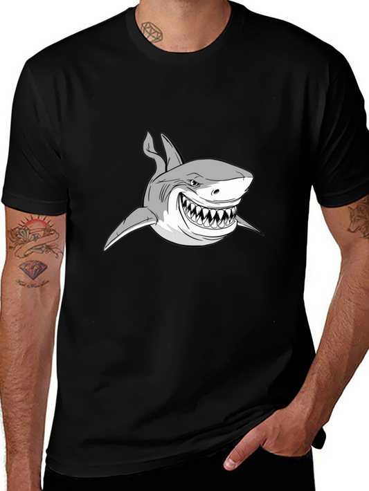 Shark Graphic Print Black T-Shirt