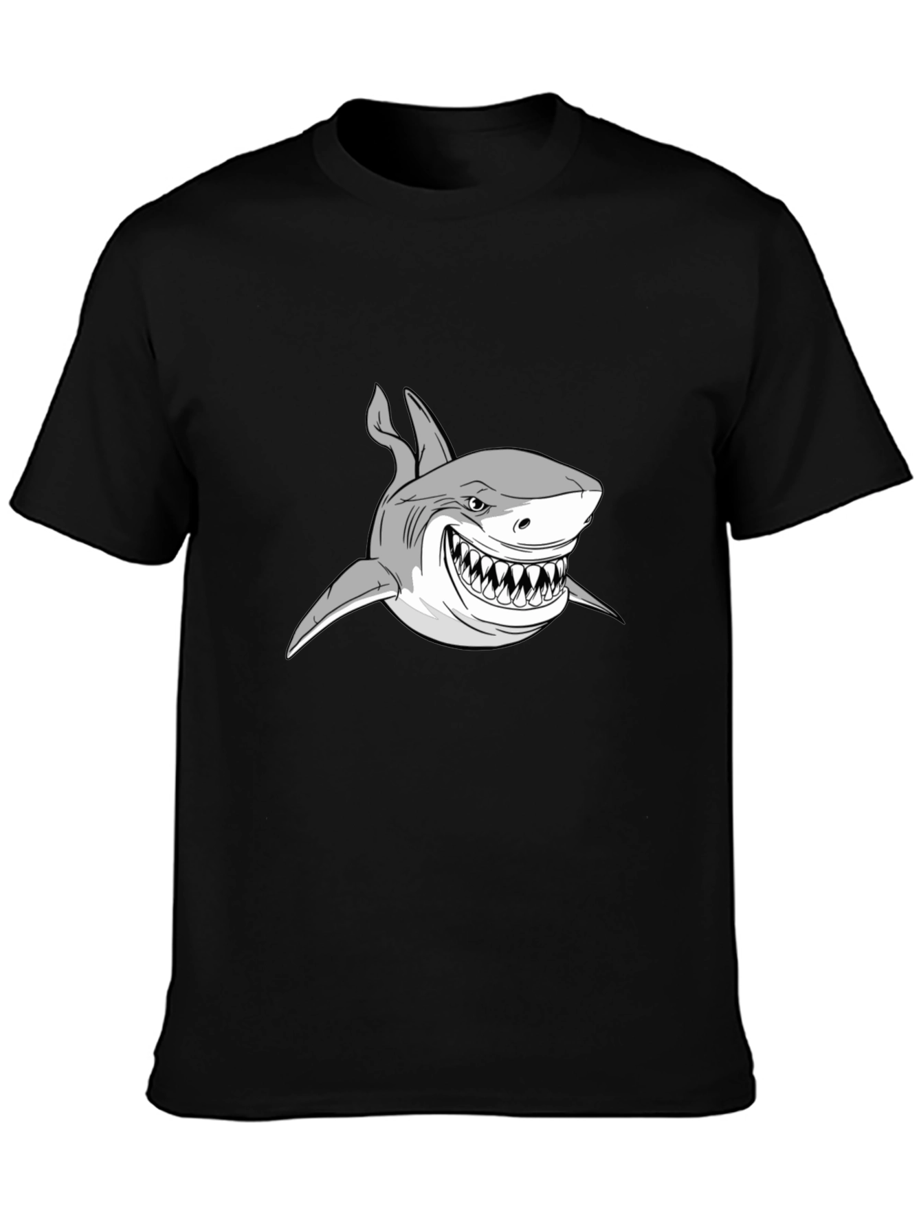 Shark Graphic Print Black T-Shirt