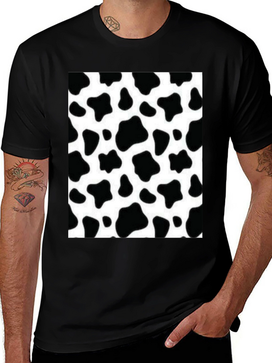 Cow Print Graphic Tee - Black Short Sleeve