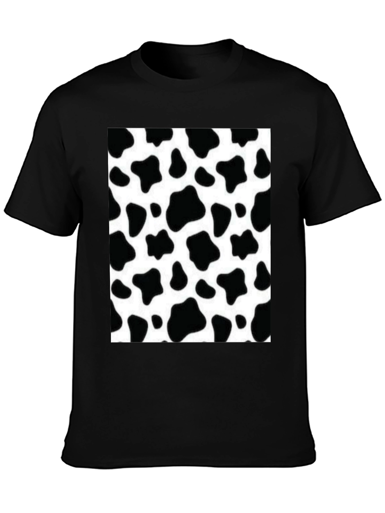 Cow Print Graphic Tee - Black Short Sleeve