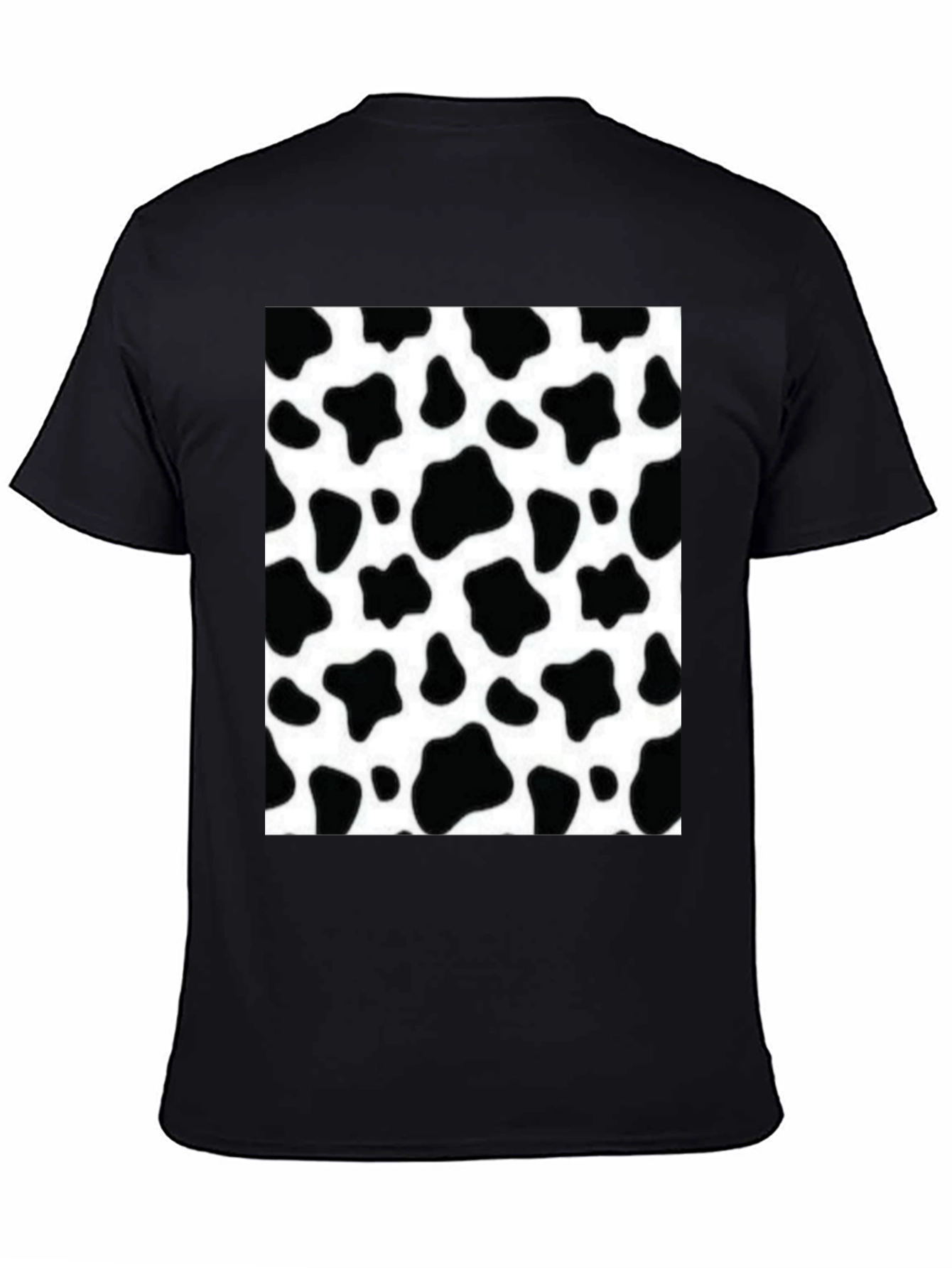 Cow Print Graphic Tee - Black Short Sleeve