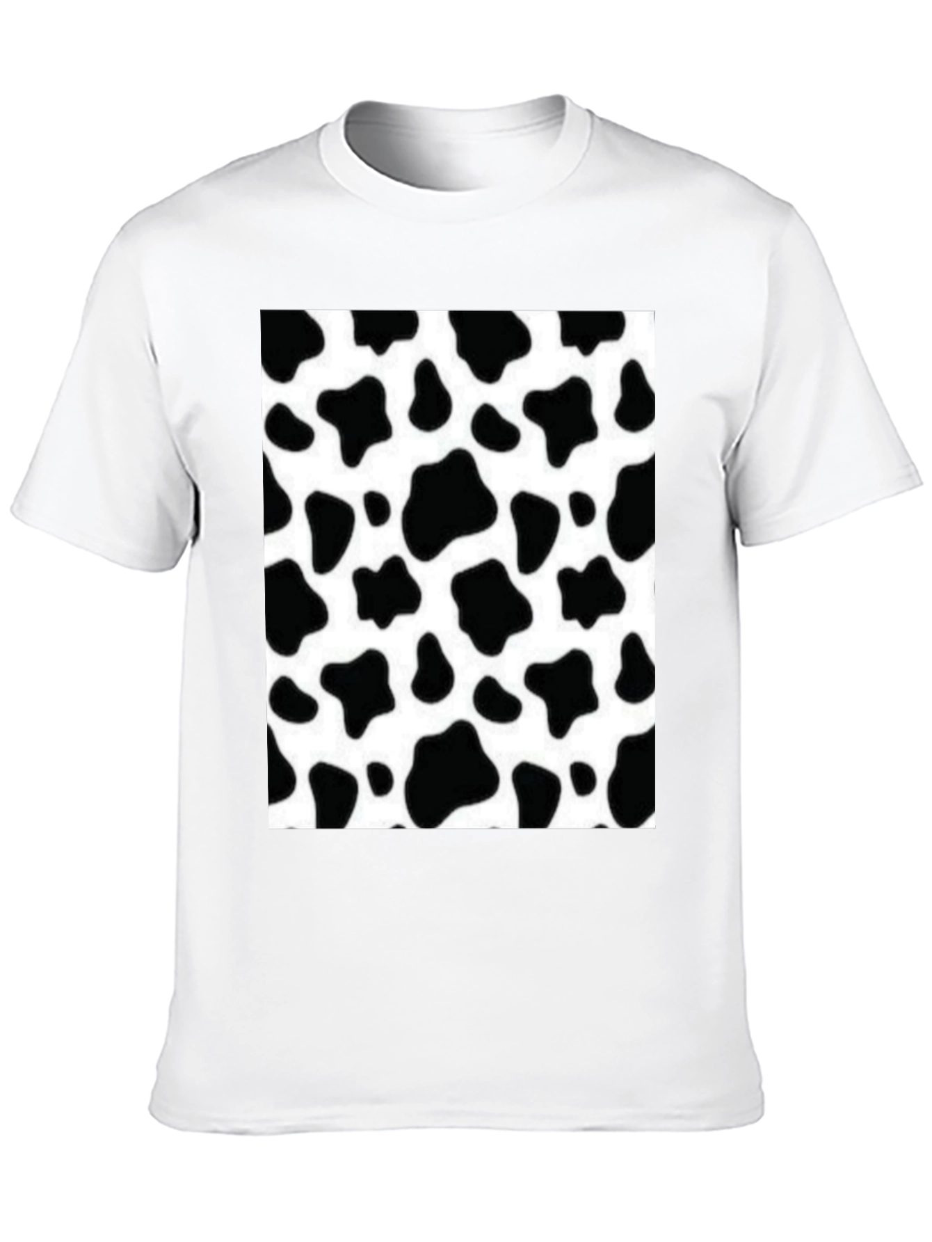 Cow Print Graphic Tee - Black Short Sleeve
