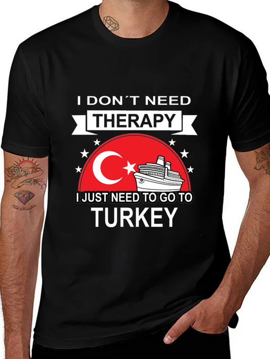 Turkey Travel Therapy Black Graphic T-Shirt