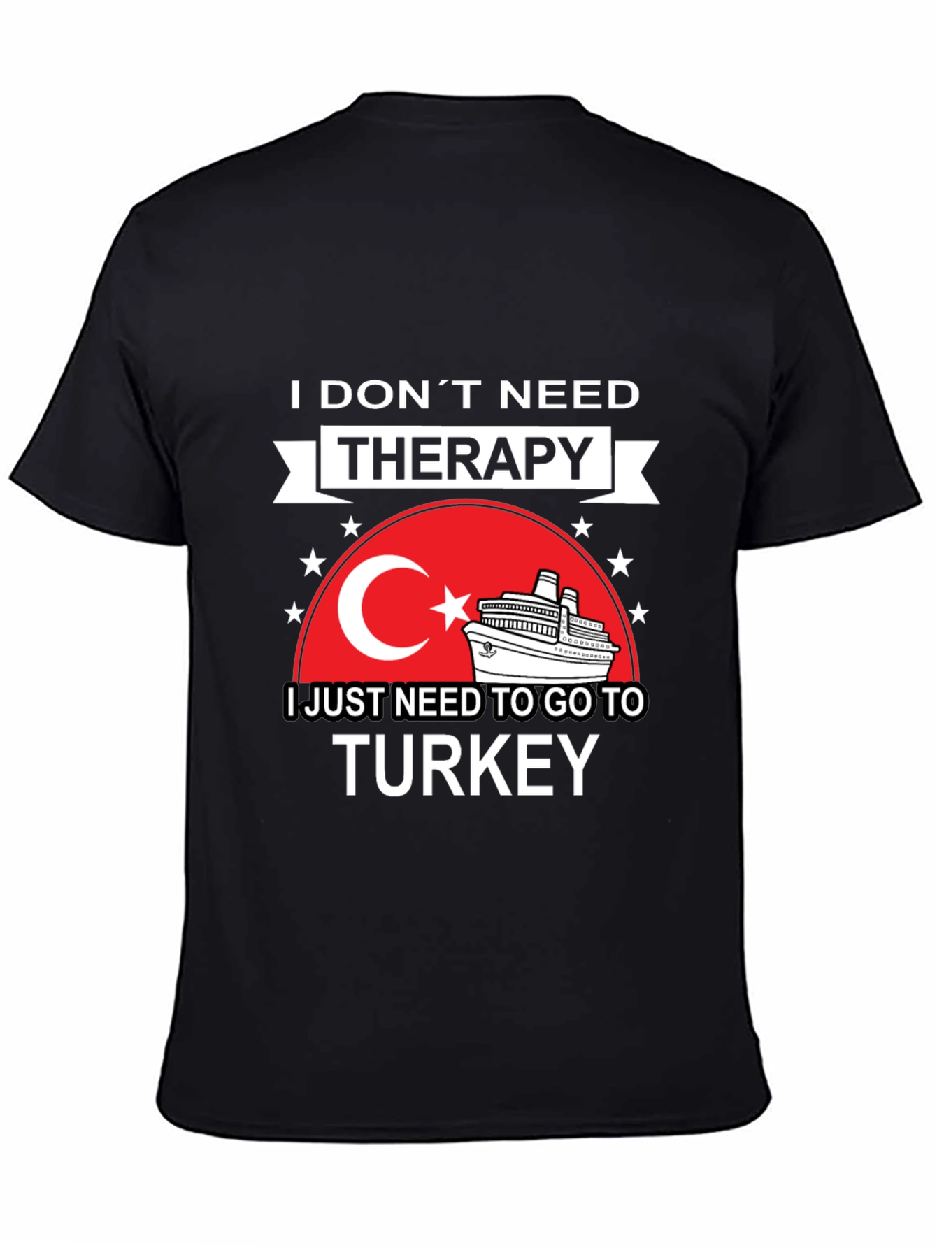 Turkey Travel Therapy Black Graphic T-Shirt