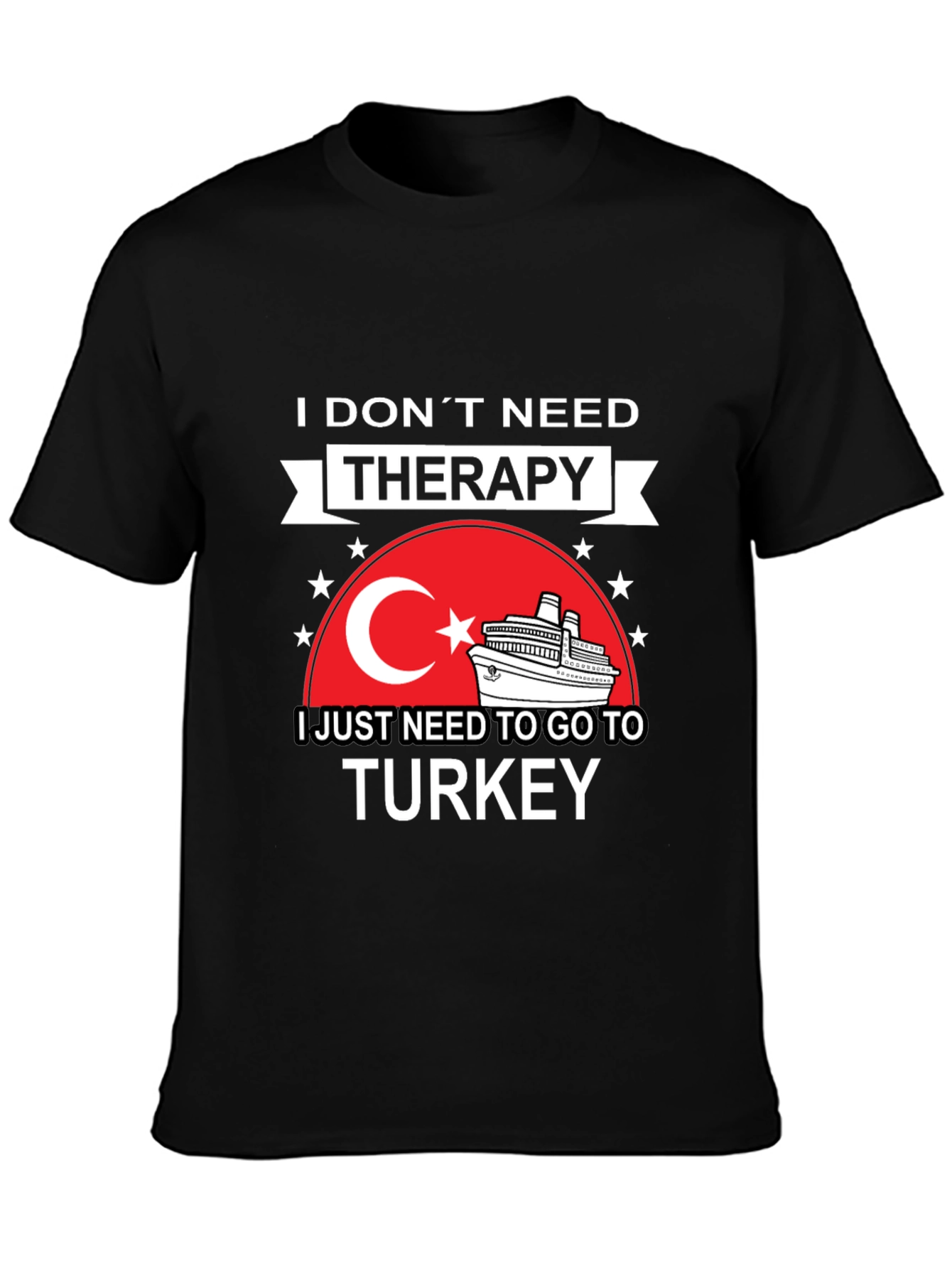 Turkey Travel Therapy Black Graphic T-Shirt