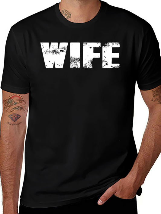 WIFE Graphic Tee - Distressed White Print on Black