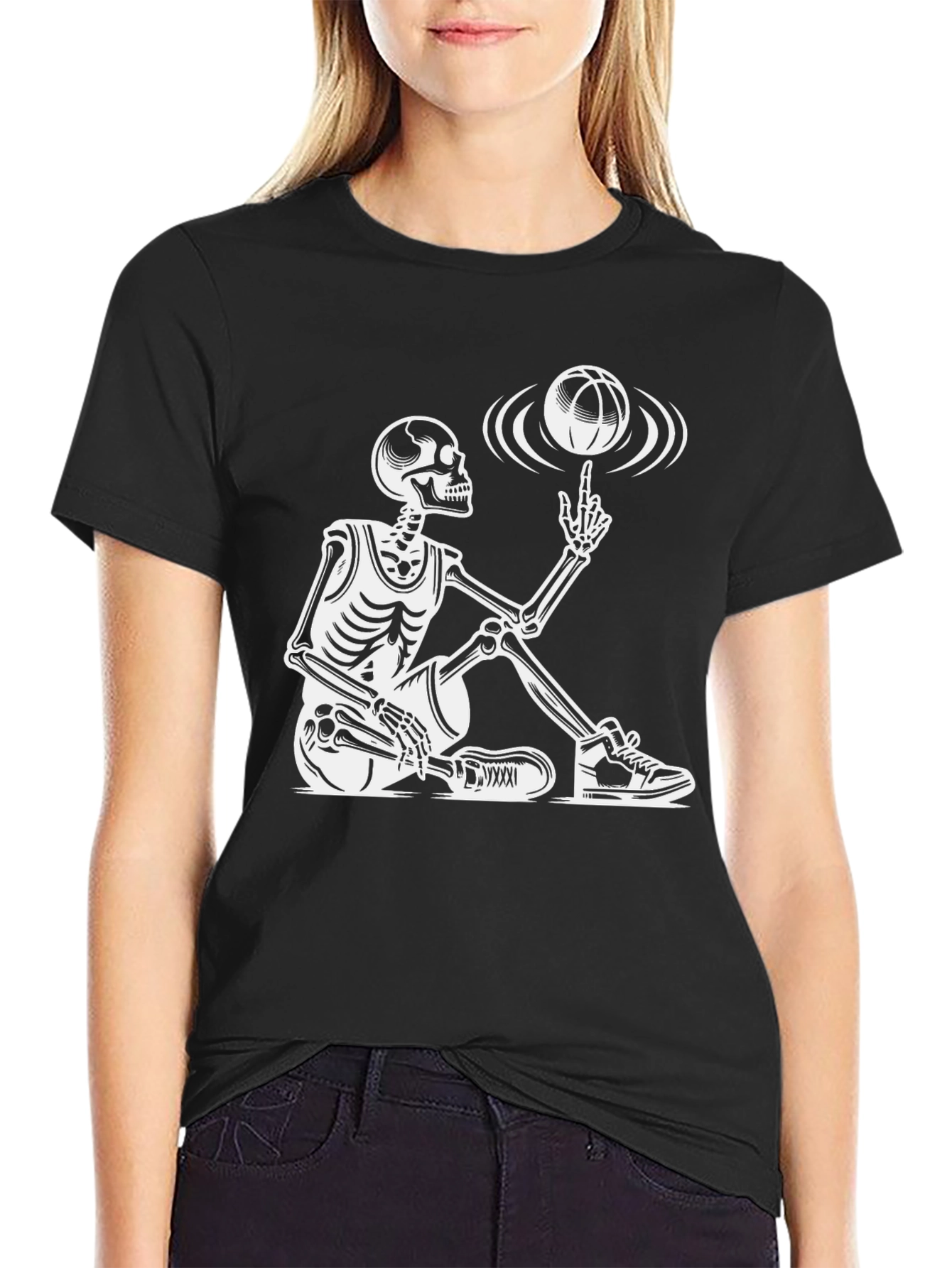 Skeleton Basketball T-Shirt - Funny Graphic Tee