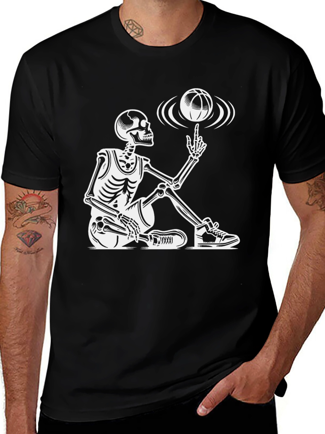 Skeleton Basketball T-Shirt - Funny Graphic Tee