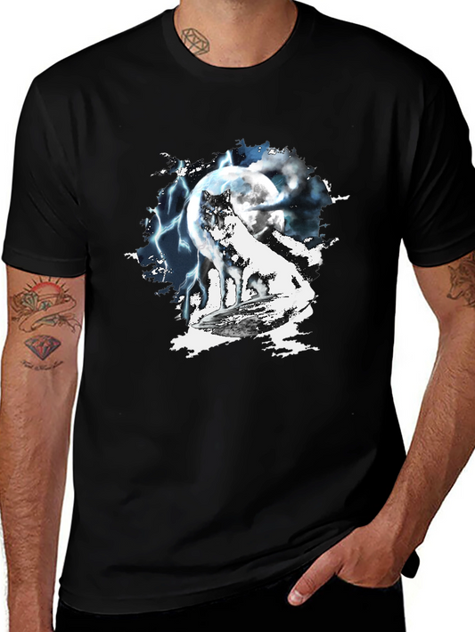 Wolf Moon Lightning Graphic T-Shirt