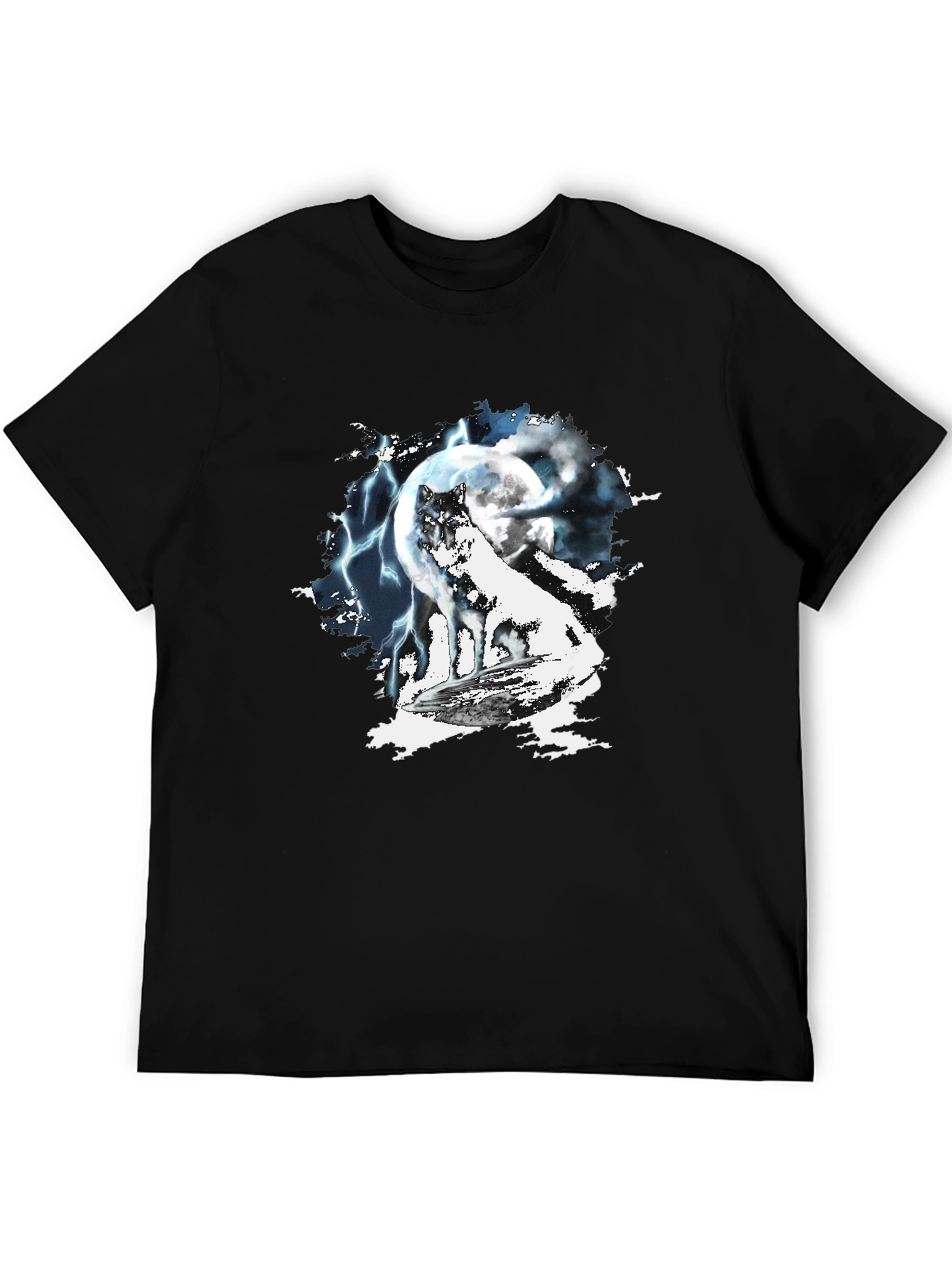 Wolf Moon Lightning Graphic T-Shirt