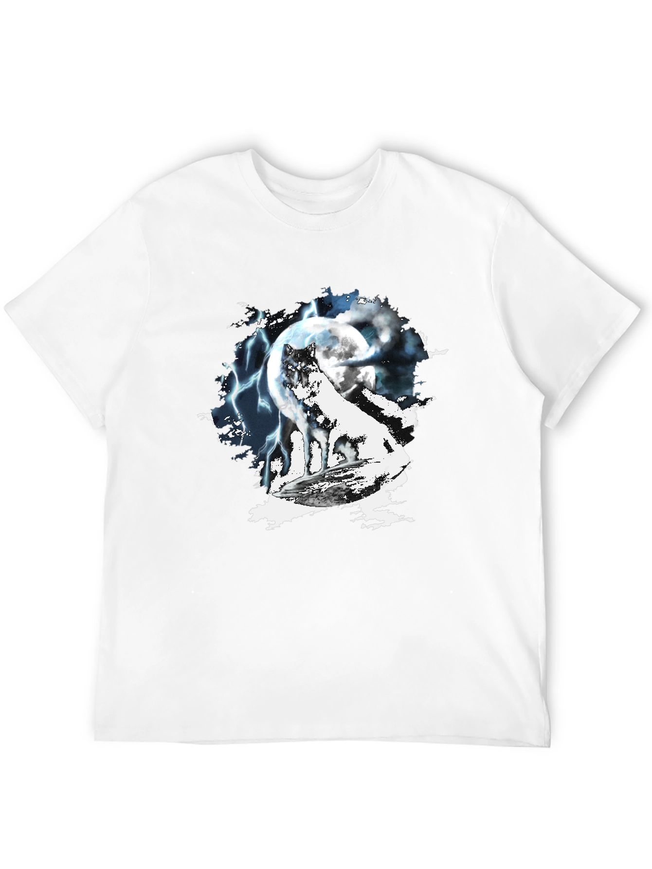 Wolf Moon Lightning Graphic T-Shirt