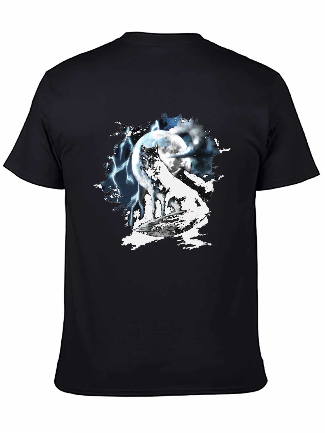 Wolf Moon Lightning Graphic T-Shirt
