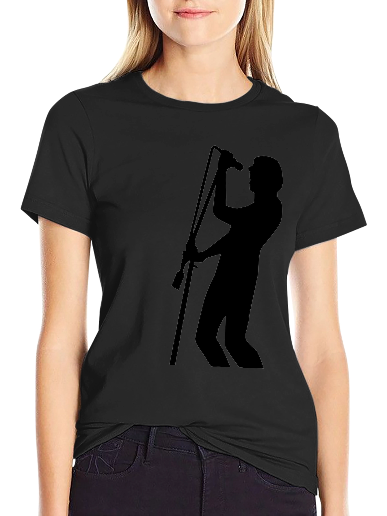 Silhouette Singer Graphic Tee - Black Cotton Blend