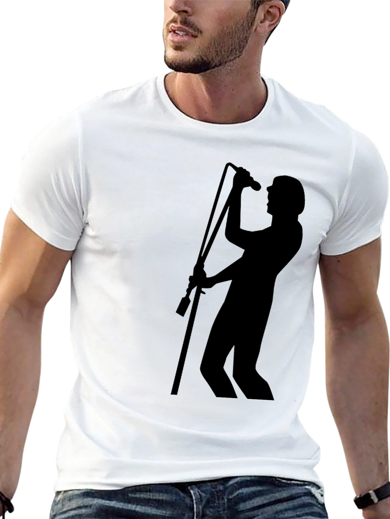 Silhouette Singer Graphic Tee - Black Cotton Blend