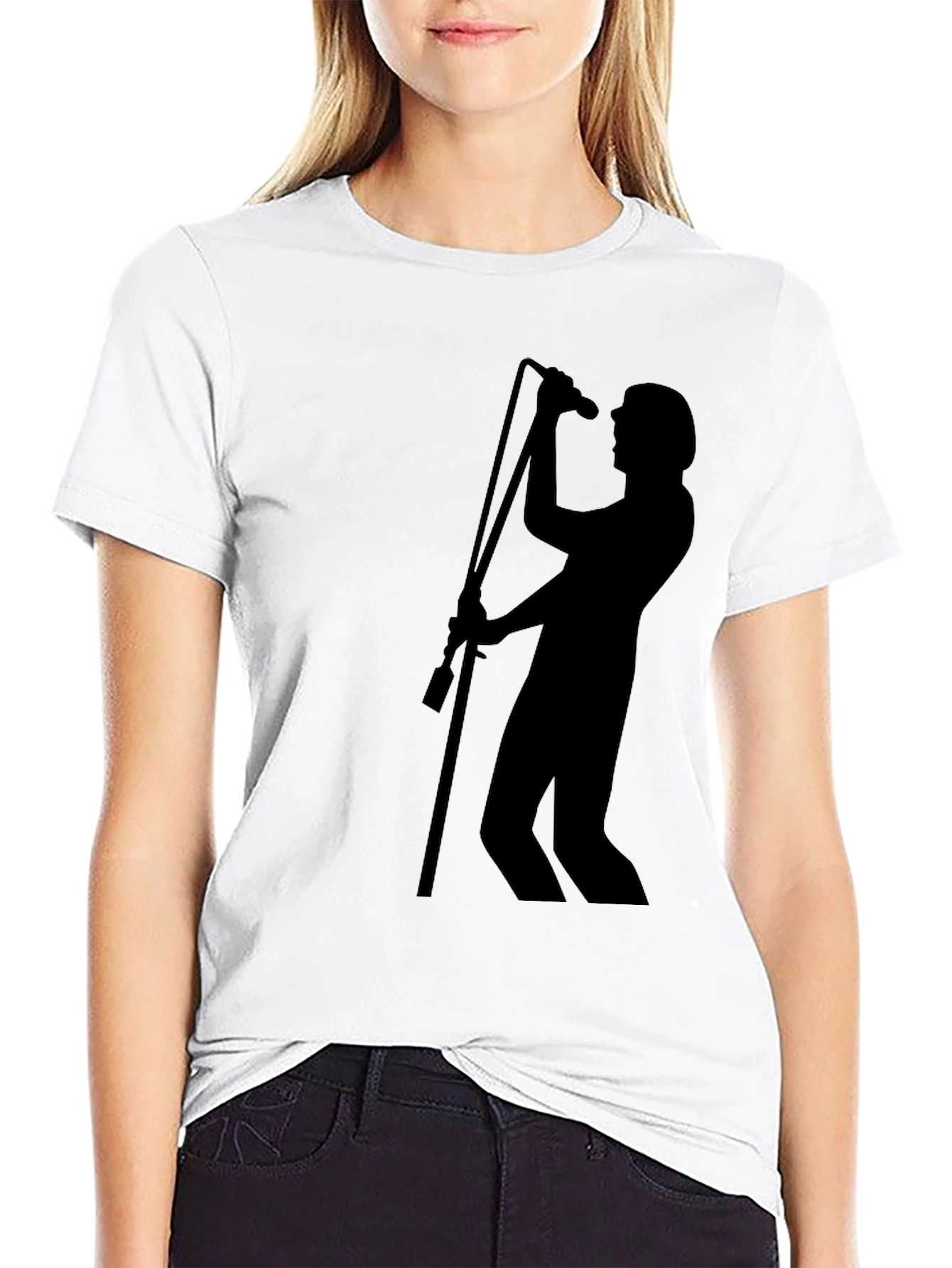 Silhouette Singer Graphic Tee - Black Cotton Blend