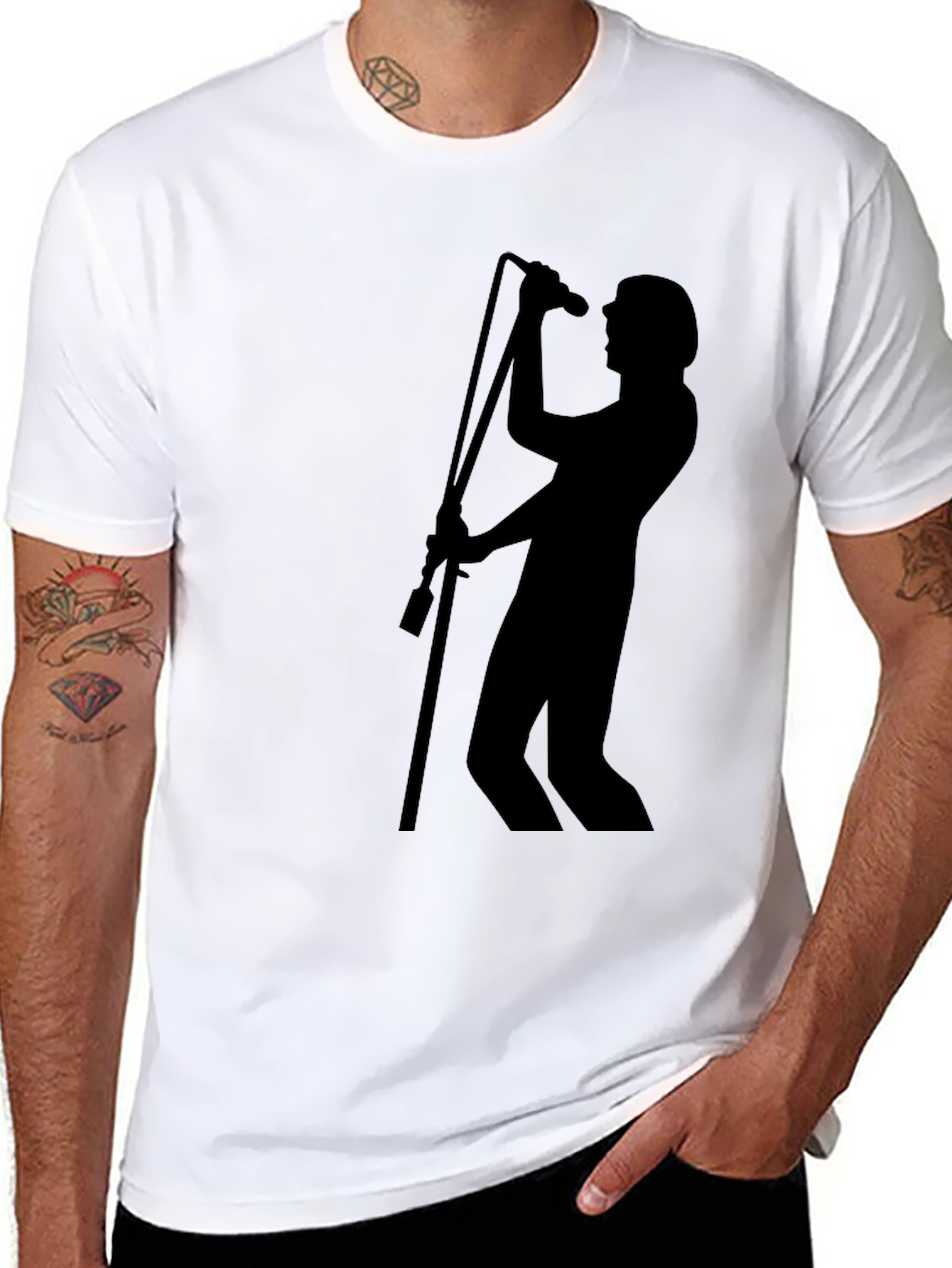 Silhouette Singer Graphic Tee - Black Cotton Blend