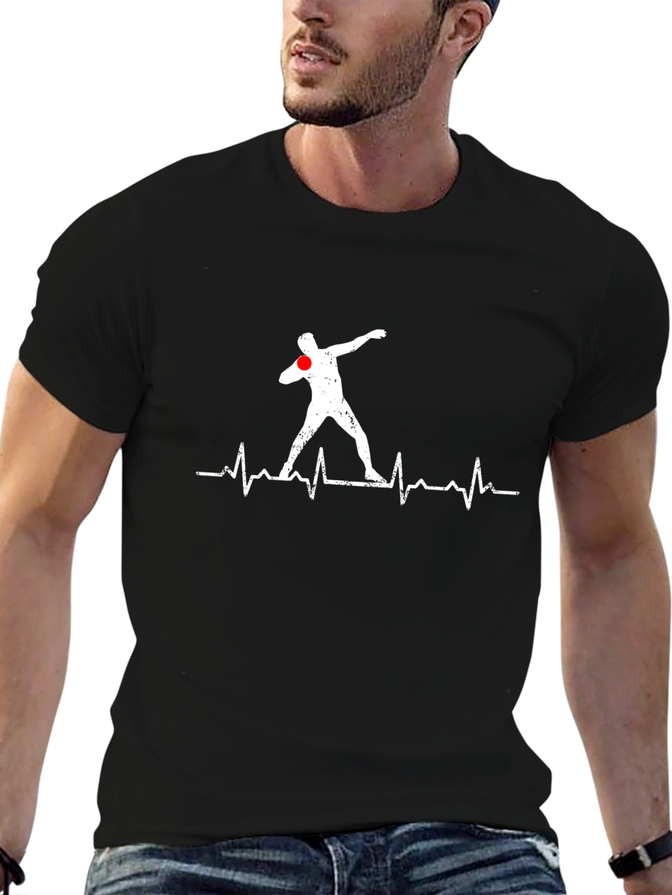 Shot Put Heartbeat T-Shirt - Black