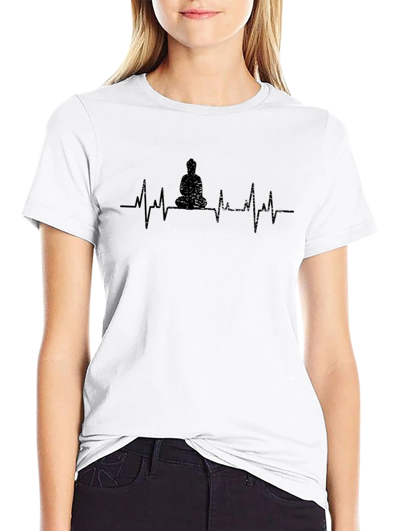 Buddha Heartbeat Graphic Tee - Meditative Zen Style
