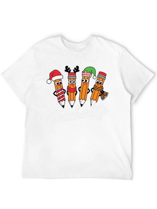 Teacherlife Holiday Pencils Graphic T-Shirt