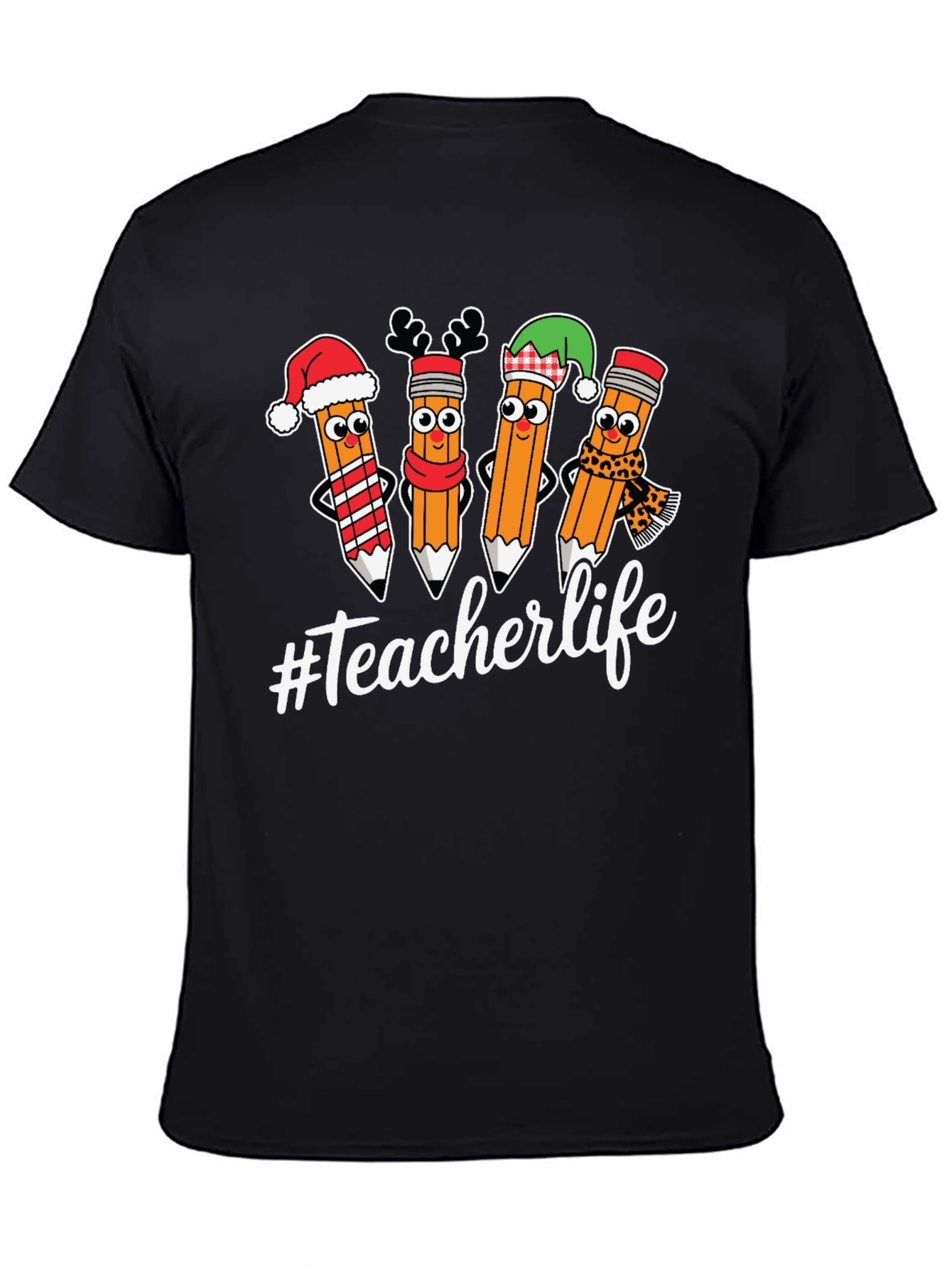 Teacherlife Holiday Pencils Graphic T-Shirt