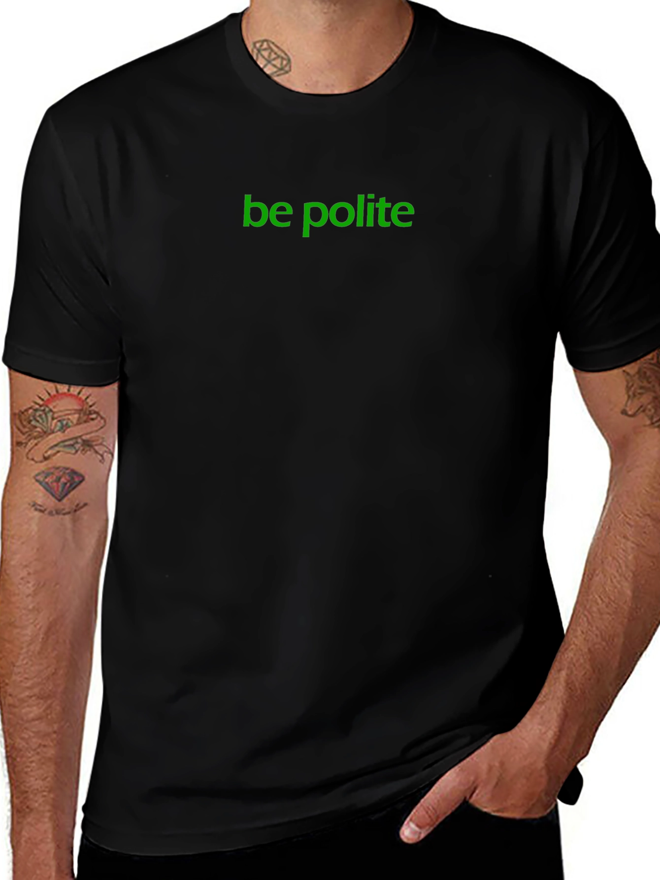 Be Polite Graphic Tee - Soft Black Cotton T-Shirt