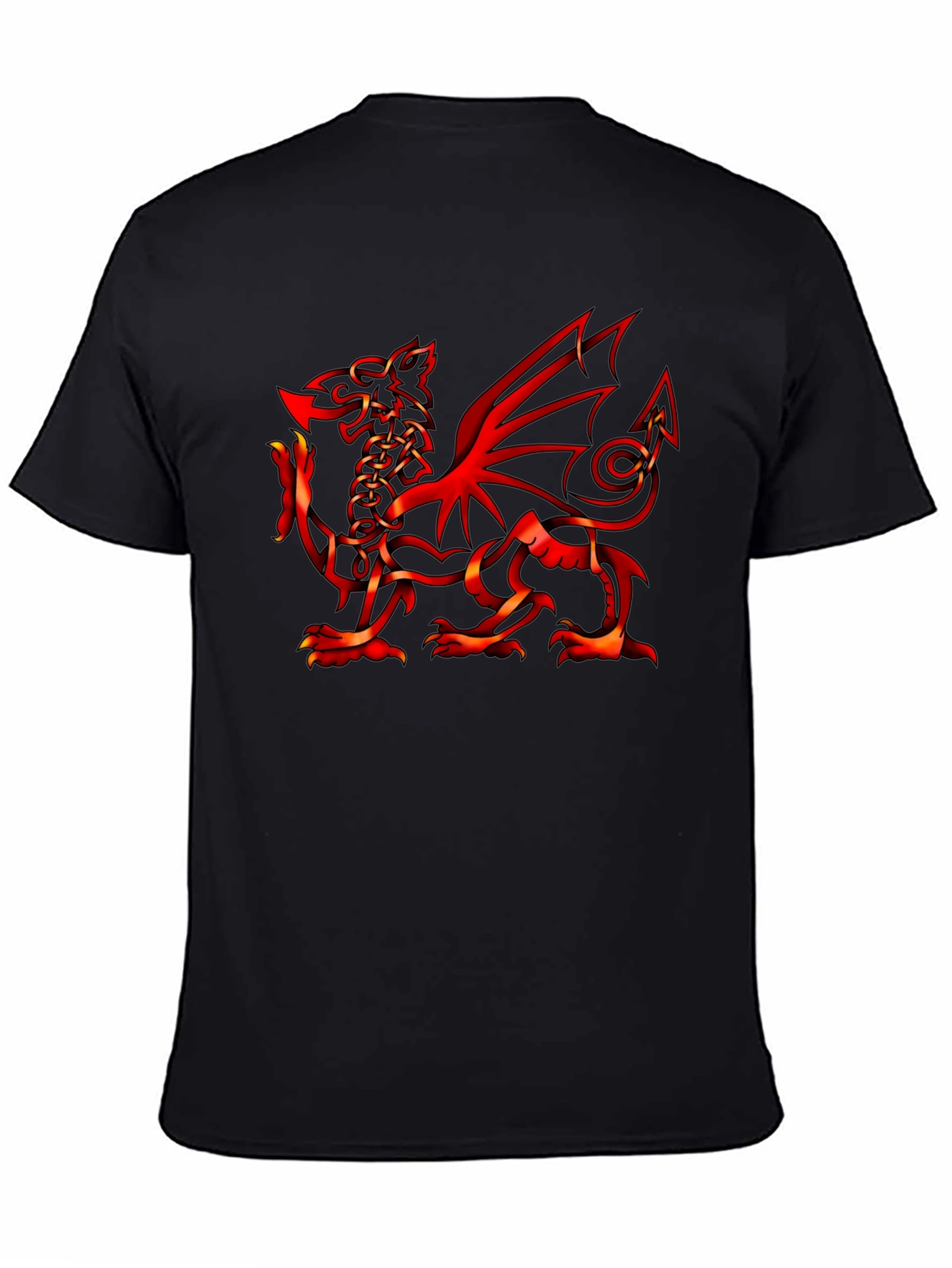 Welsh Dragon Graphic Tee - Black Cotton T-Shirt