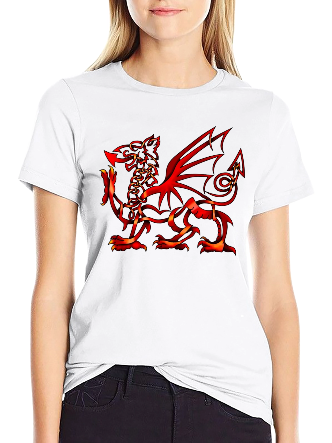 Welsh Dragon Graphic Tee - Black Cotton T-Shirt