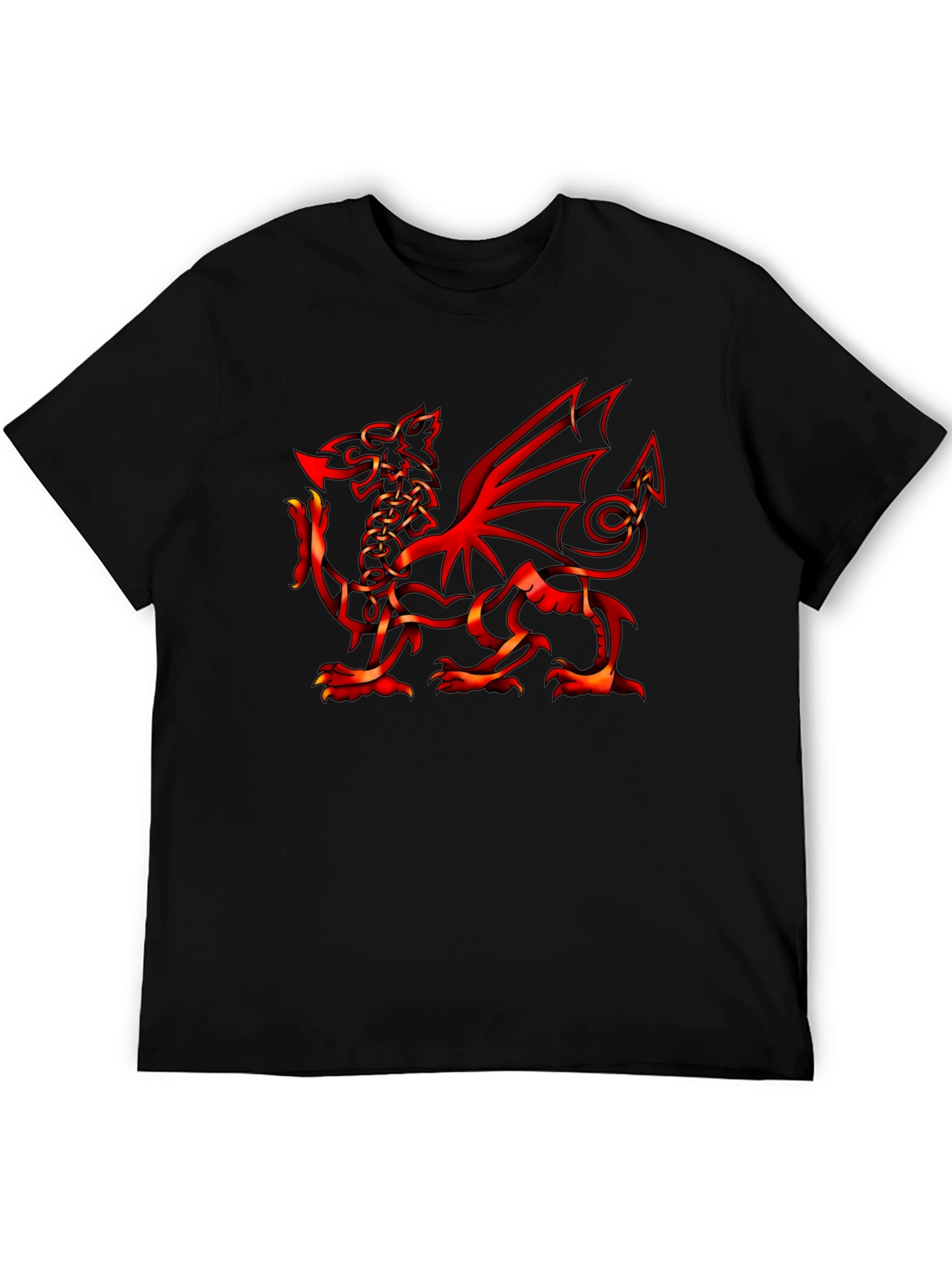 Welsh Dragon Graphic Tee - Black Cotton T-Shirt