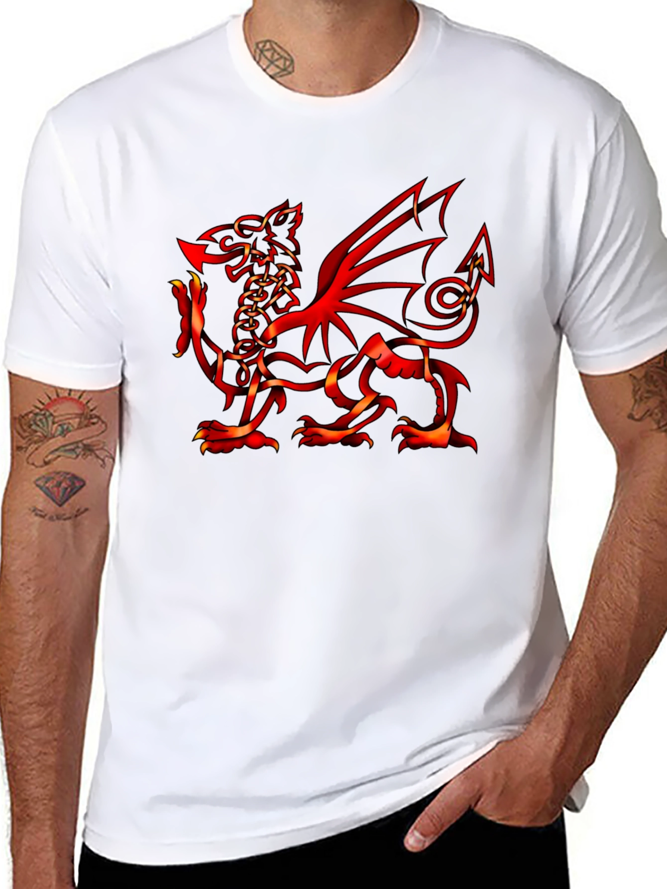 Welsh Dragon Graphic Tee - Black Cotton T-Shirt