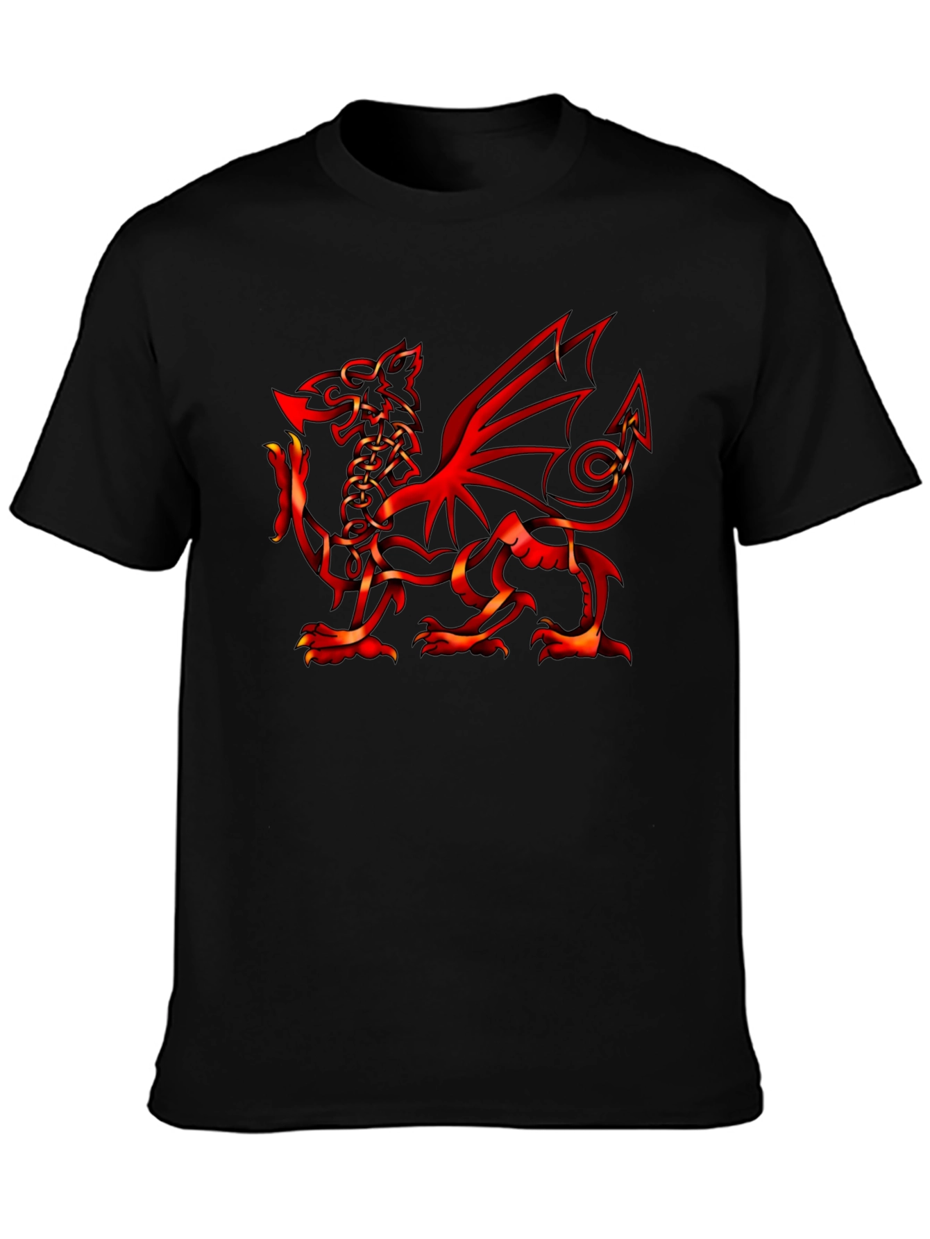 Welsh Dragon Graphic Tee - Black Cotton T-Shirt