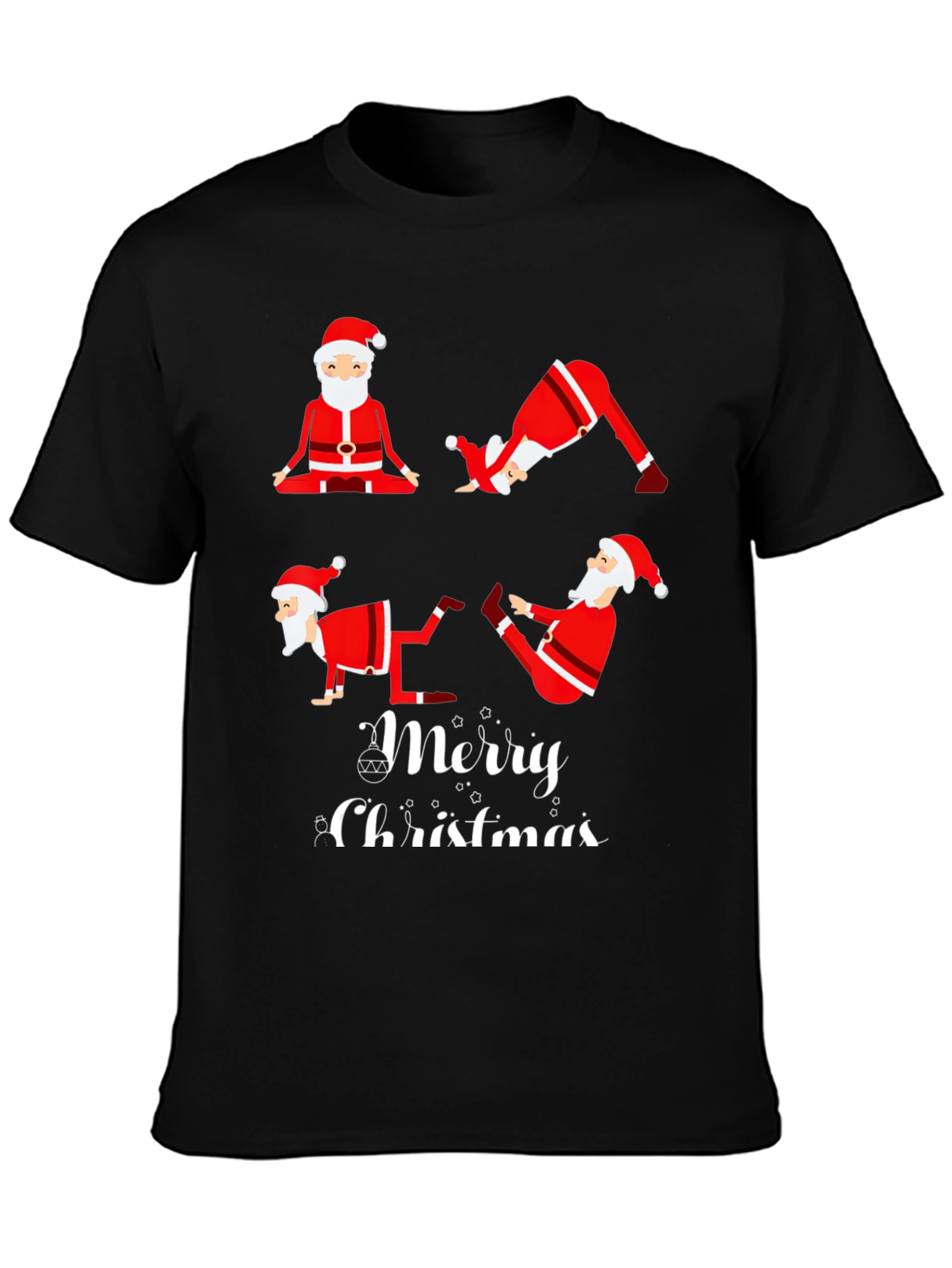 Yoga Santa Merry Christmas Graphic T-Shirt