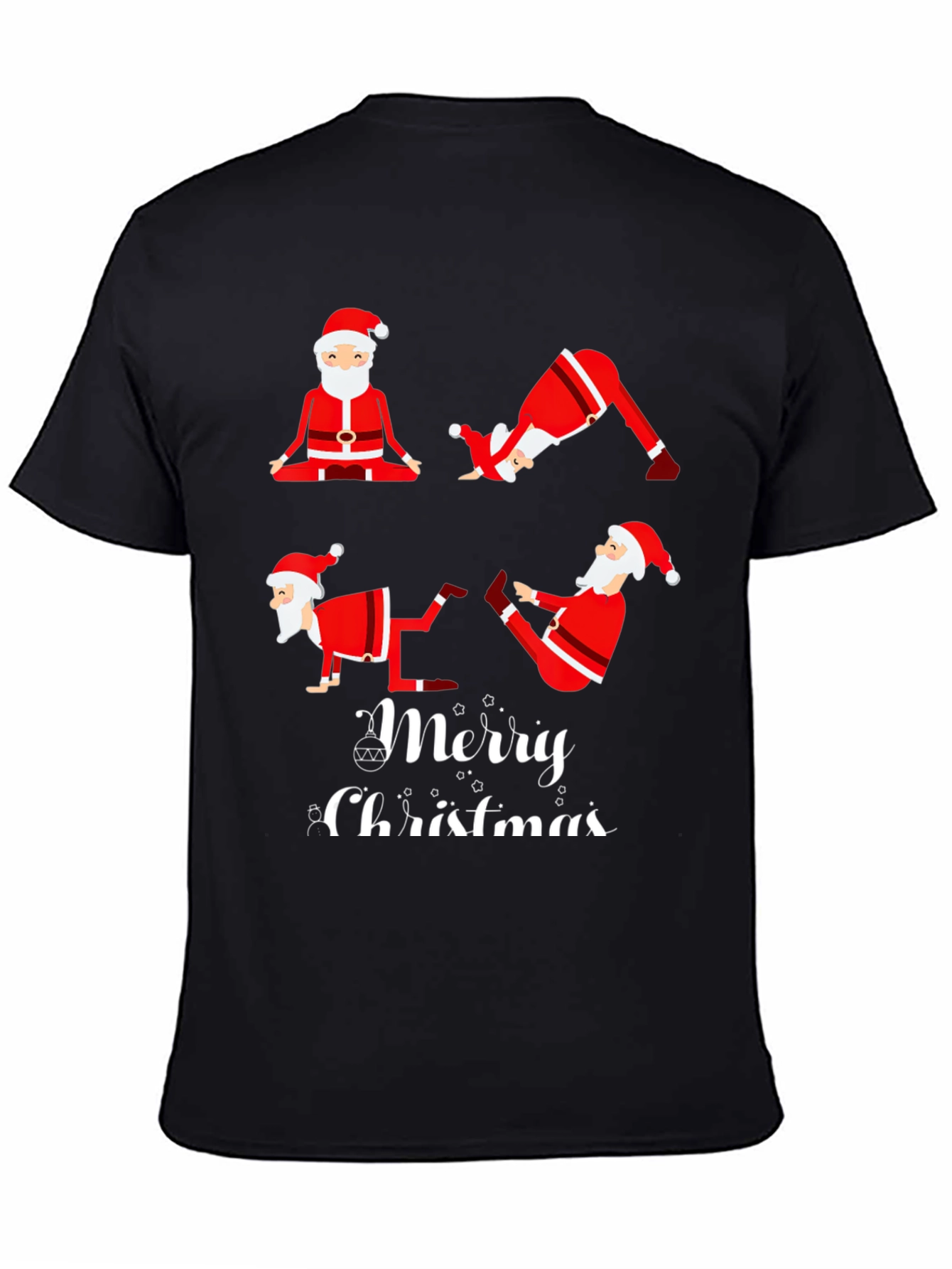 Yoga Santa Merry Christmas Graphic T-Shirt
