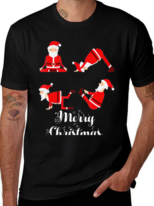 Yoga Santa Merry Christmas Graphic T-Shirt