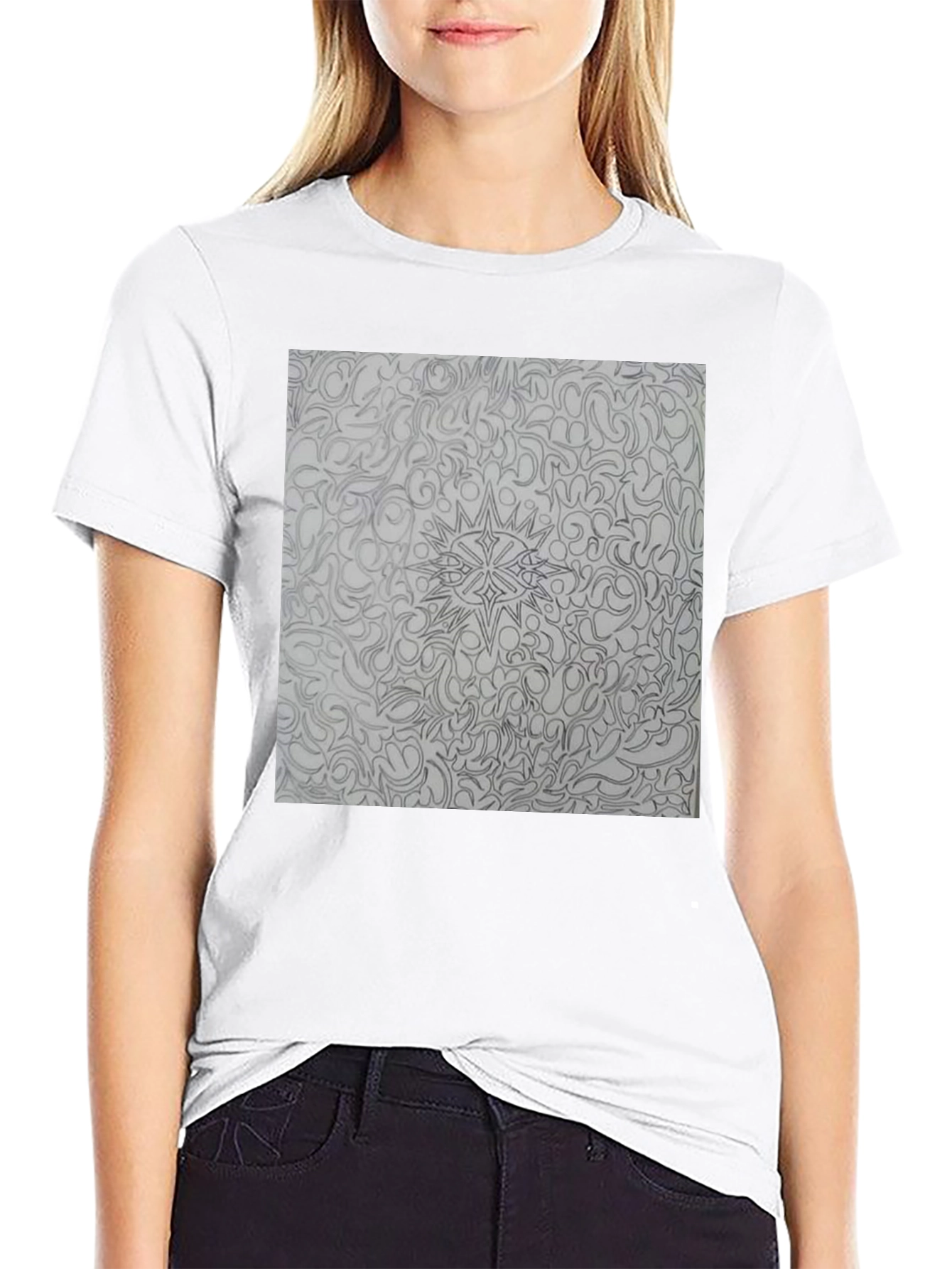Abstract Pattern Print Black T-Shirt