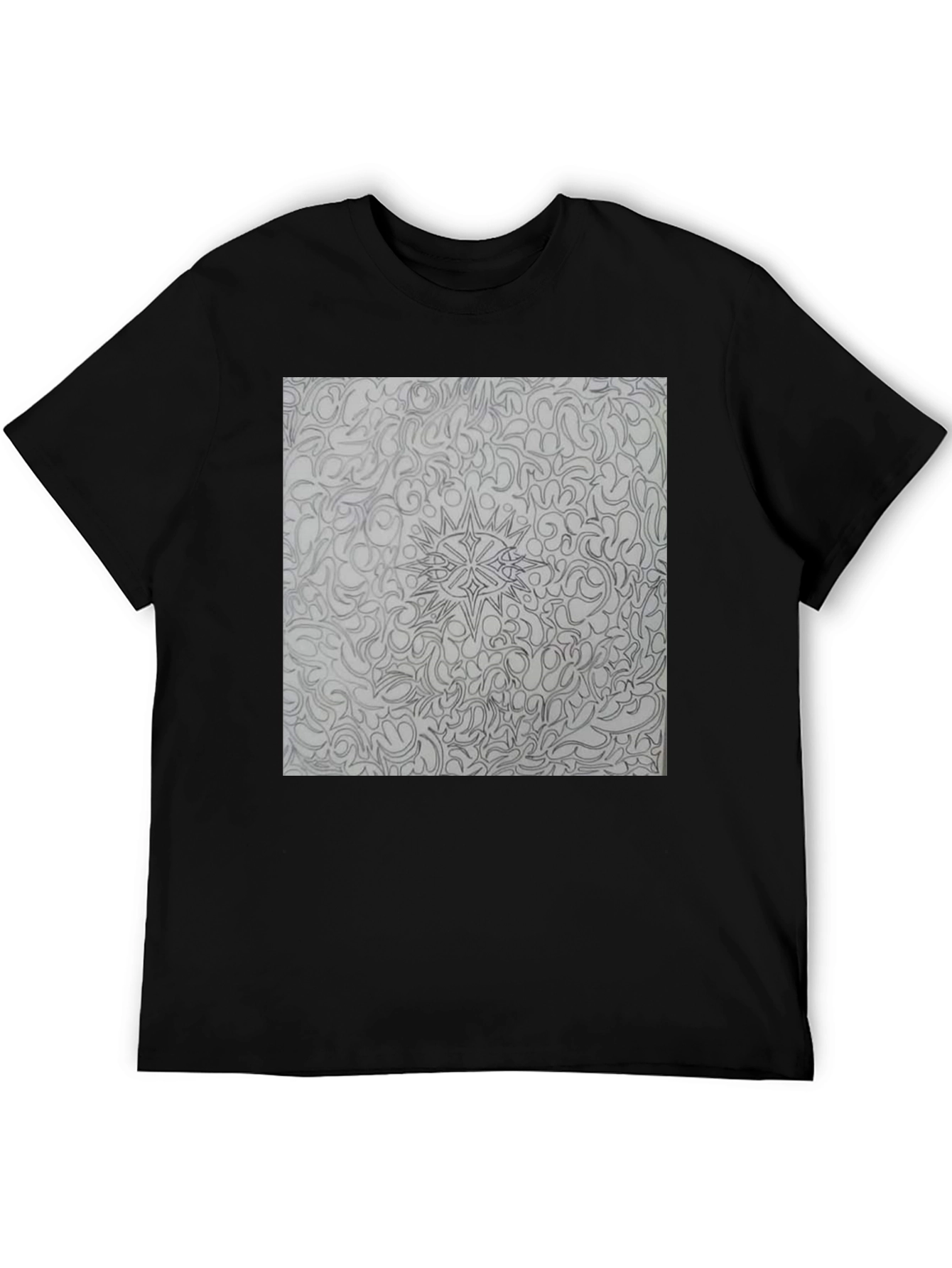 Abstract Pattern Print Black T-Shirt