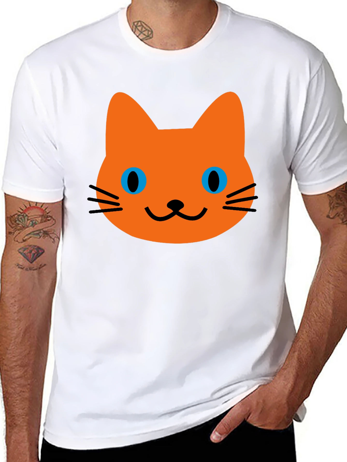 Cute Cat Graphic T-Shirt - Mens Black Tee
