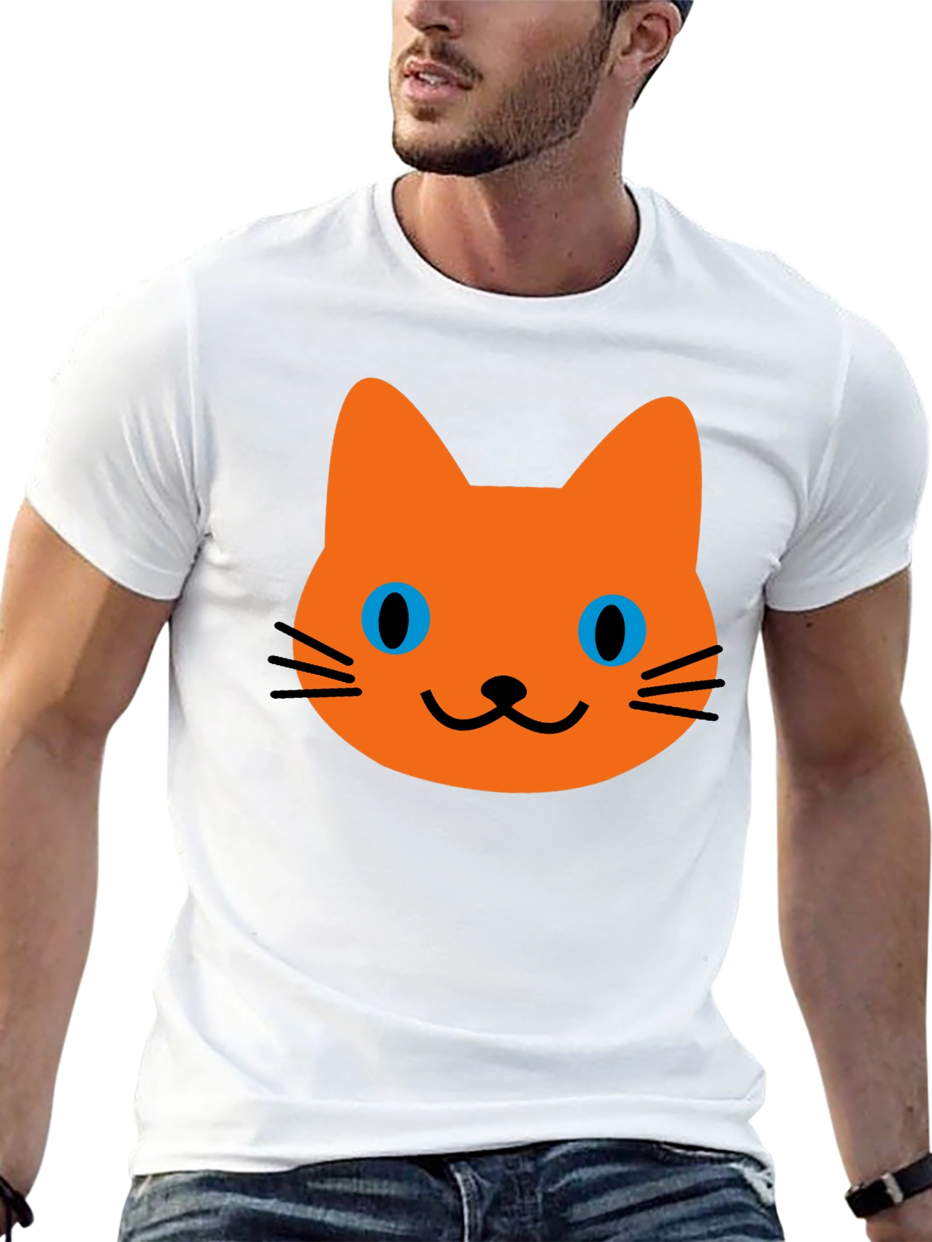 Cute Cat Graphic T-Shirt - Mens Black Tee