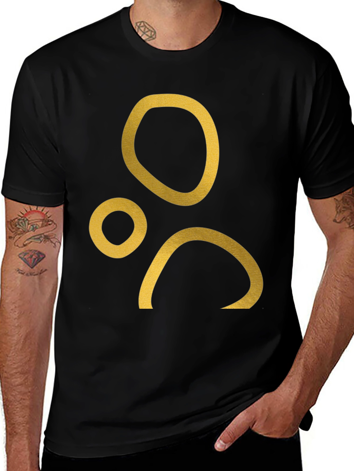 Abstract Gold Print Black T-Shirt