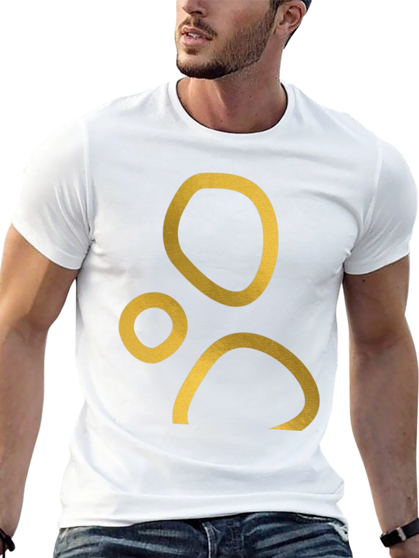Abstract Gold Print Black T-Shirt